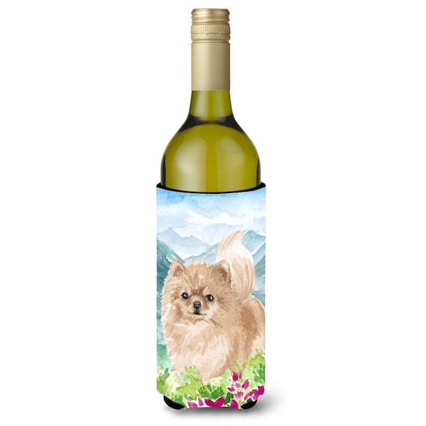Carolines Treasures Mountian Flowers Pomeranian Wine Bottle Beverage Insulator Hugger - CK1970LITERK
