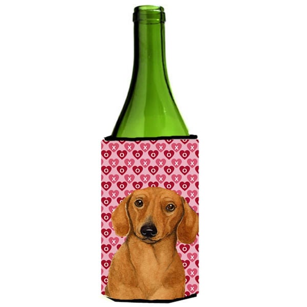Carolines Treasures Dachshund Hearts Love And Valentines Day Portrait Wine Bottle  Hugger - 24 oz. - LH9132LITERK
