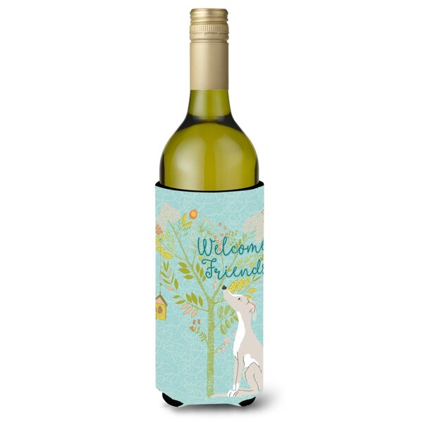 Carolines Treasures Welcome Friends Italian Greyhound Wine Bottle Beverge Insulator Hugger - BB7636LITERK