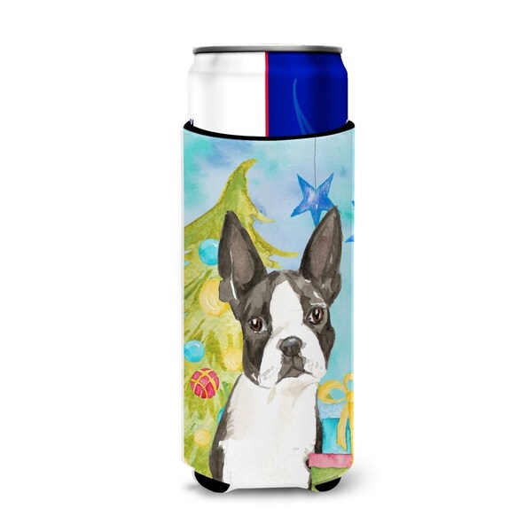 Carolines Treasures Christmas Tree Boston Terrier Michelob Ultra Hugger for Slim Cans - CK1886MUK