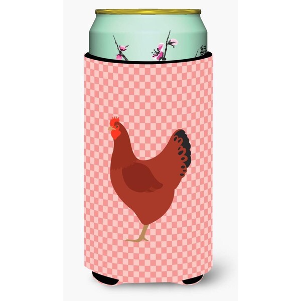 Carolines Treasures New Hampshire Red Chicken Pink Check Tall Boy Beverage Insulator Hugger - BB7843TBC