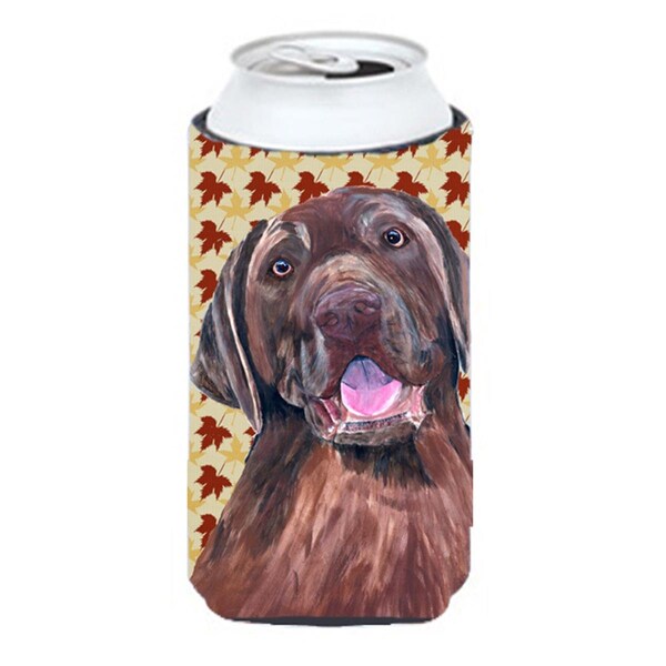 Carolines Treasures Labrador Chocolate Fall Leaves Portrait Tall Boy bottle sleeve Hugger - 22 To 24 oz. - SC9224TBC