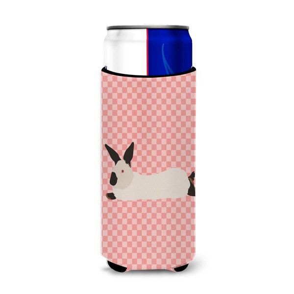 Carolines Treasures California White Rabbit Pink Check Michelob Ultra Hugger for Slim Cans - BB7967MUK