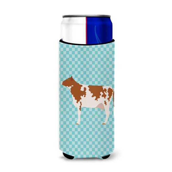 Carolines Treasures Ayrshire Cow Blue Check Michelob Ultra Hugger for Slim Cans - BB8001MUK