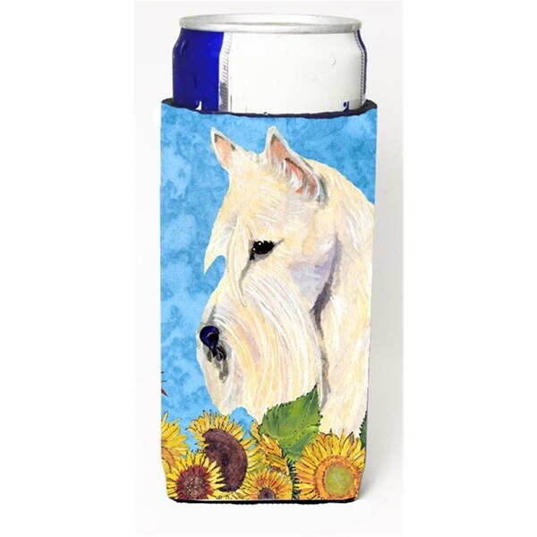 Carolines Treasures Scottish Terrier In Summer Flowers Michelob Ultra bottle sleeves For Slim Cans - 12 oz. - SS4164MUK