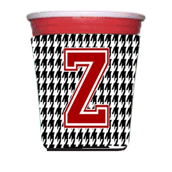 Carolines Treasures Houndstooth Monogram Initial Z Red Solo Cup  Hugger - CJ1021Z-RSC