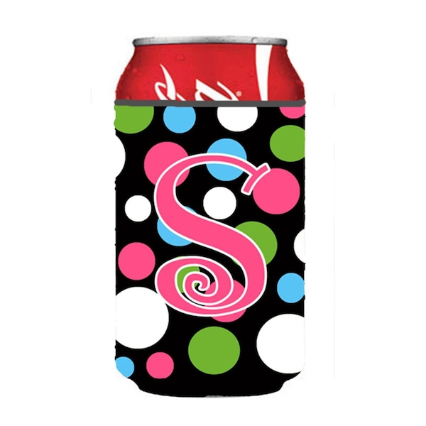 Carolines Treasures Letter S Initial Monogram - Polkadots And Pink Can Or Bottle  Hugger - CJ1038-SCC