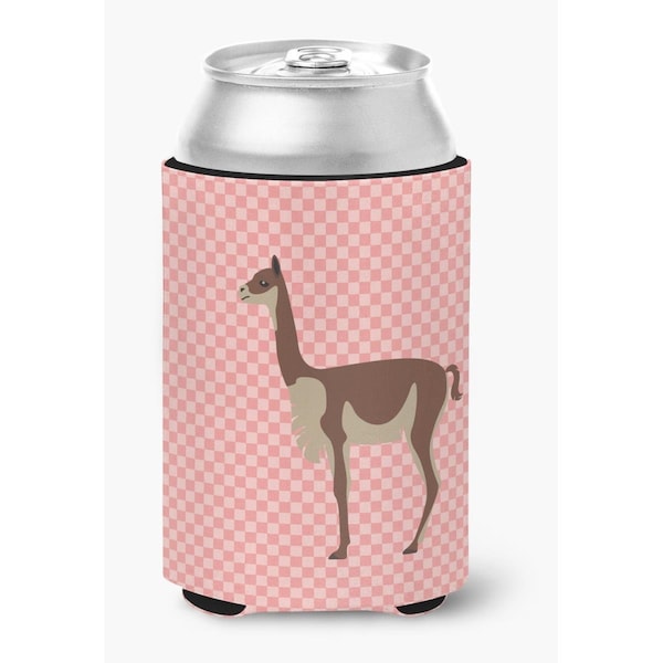 Carolines Treasures Vicugna or Vicuna Pink Check Can or Bottle Hugger - BB7917CC