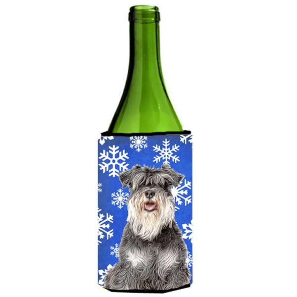 Carolines Treasures Winter Snowflakes Holiday Schnauzer Wine bottle sleeve Hugger - KJ1178LITERK