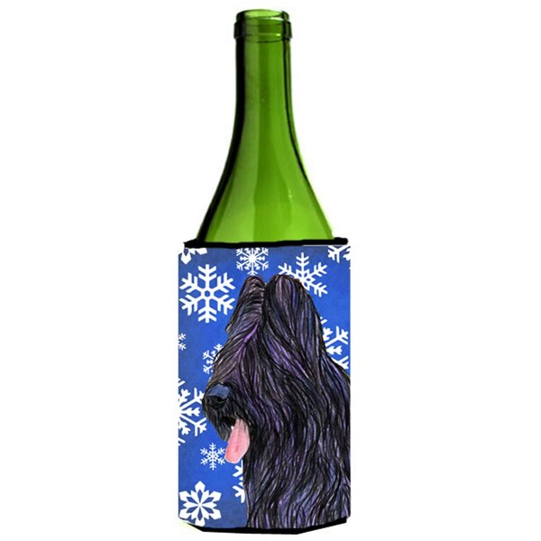 Carolines Treasures Briard Winter Snowflakes Holiday Wine bottle sleeve Hugger 24 oz. - SS4627LITERK