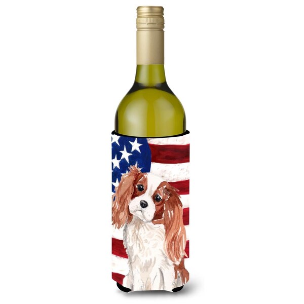 Carolines Treasures Blenheim Cavalier Spaniel Patriotic Wine Bottle Beverge Insulator Hugger - BB9358LITERK