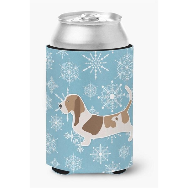 Carolines Treasures Winter Snowflake Basset Hound Can or Bottle Hugger - BB3502CC