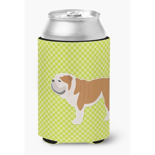 Carolines Treasures English Bulldog Checkerboard Green Can or Bottle Hugger - BB3862CC