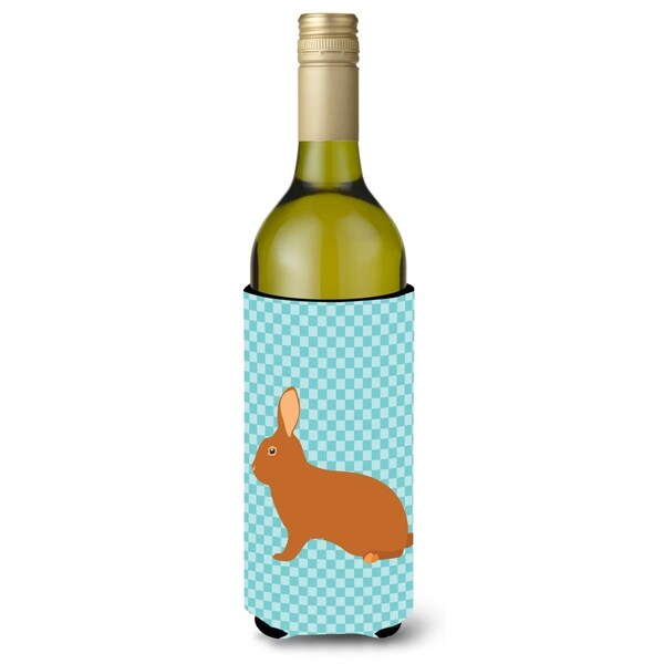 Carolines Treasures Rex Rabbit Blue Check Wine Bottle Beverge Insulator Hugger - BB8143LITERK