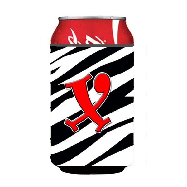 Carolines Treasures Letter x Initial Monogram - Zebra Red Can Or Bottle  Hugger - CJ1024-XCC