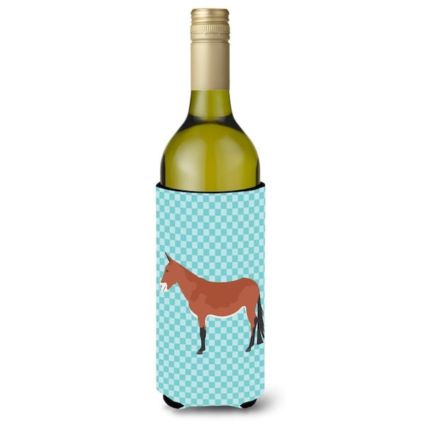 Carolines Treasures Mule Blue Check Wine Bottle Beverge Insulator Hugger - BB8019LITERK