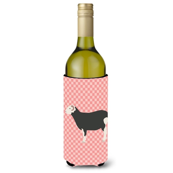 Carolines Treasures Herwick Sheep Pink Check Wine Bottle Beverge Insulator Hugger - BB7970LITERK