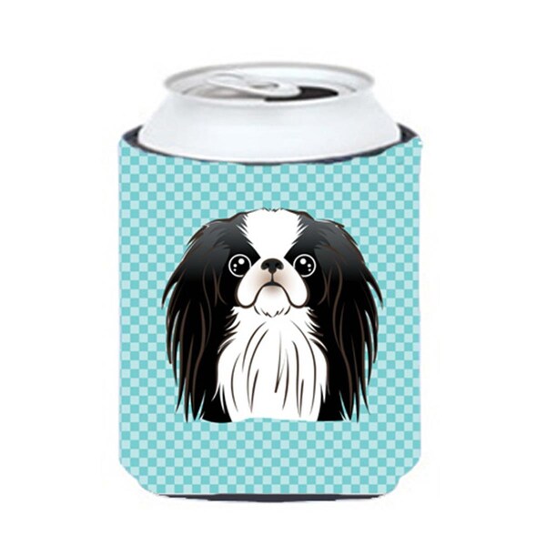 Carolines Treasures Checkerboard Blue Japanese Chin Can Or Bottle Hugger- 12 Oz. - BB1168CC