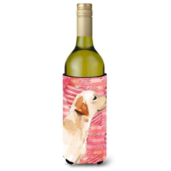 Carolines Treasures Yellow Labrador No 2 Love Wine Bottle Beverge Insulator Hugger - BB9493LITERK