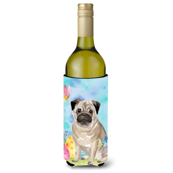 Carolines Treasures Fawn Pug Easter Wine Bottle Beverge Insulator Hugger - BB9635LITERK