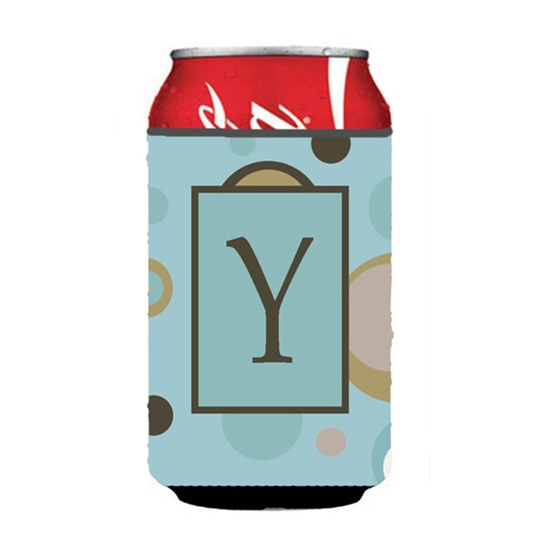 Carolines Treasures Letter Y Initial Monogram - Blue Dots Can Or Bottle  Hugger - CJ1013-YCC