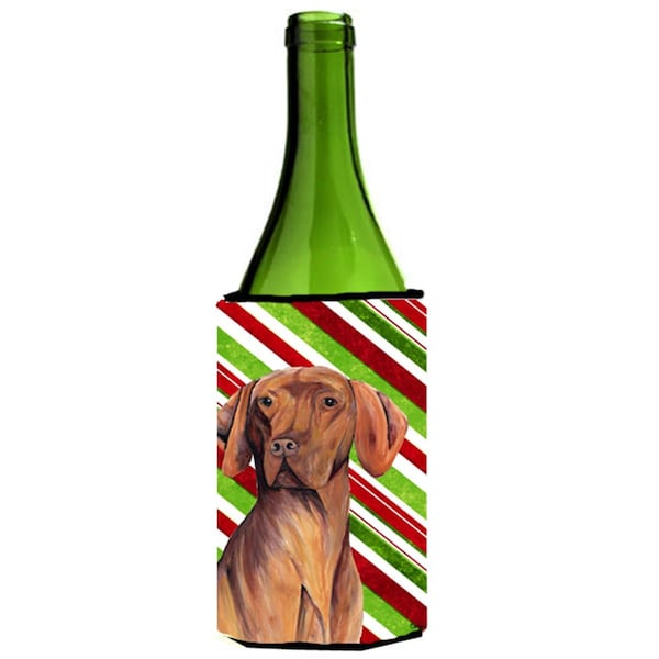 Carolines Treasures Vizsla Candy Cane Holiday Christmas Wine bottle sleeve Hugger - 24 oz. - SC9338LITERK