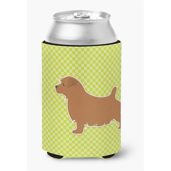 Carolines Treasures Norfolk Terrier Checkerboard Green Can or Bottle Hugger - BB3809CC