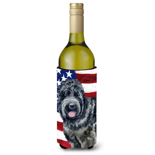 Carolines Treasures Black Russian Terrier Patriotic Wine Bottle Beverge Insulator Hugger - BB9677LITERK