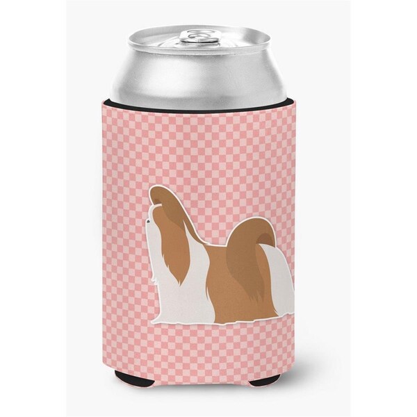 Carolines Treasures Shih Tzu Checkerboard Pink Can or Bottle Hugger - BB3646CC