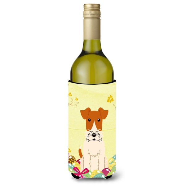 Carolines Treasures Easter Eggs Wire Fox Terrier Wine Bottle Beverge Insulator Hugger - BB6101LITERK