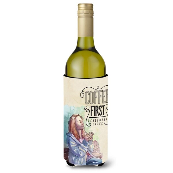 Carolines Treasures Coffee First Sign Wine Bottle Beverge Insulator Hugger - BB5403LITERK