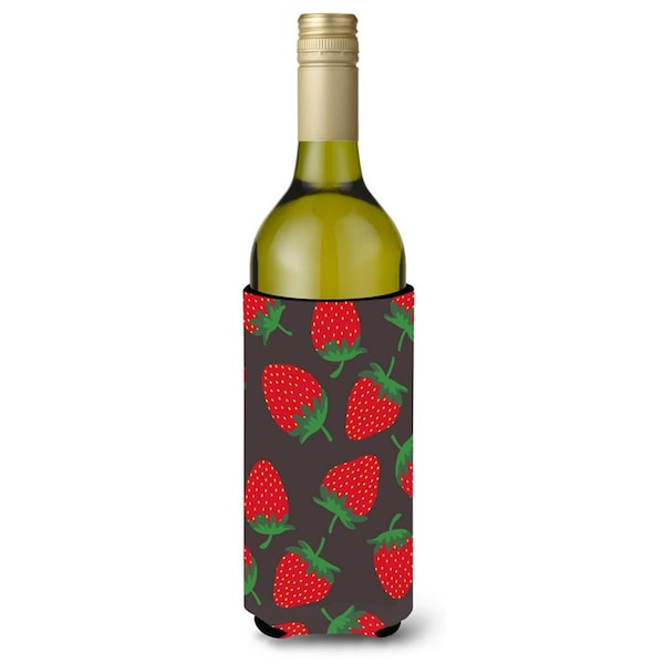 Carolines Treasures Strawberries on Grey Wine Bottle Beverge Insulator Hugger - BB5137LITERK
