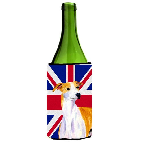 Carolines Treasures Whippet With English Union Jack British Flag Wine bottle sleeve Hugger - 24 Oz. - LH9480LITERK
