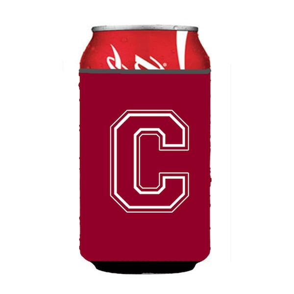 Carolines Treasures Letter C Initial Monogram - Maroon And White Can Or Bottle  Hugger - CJ1032-CCC