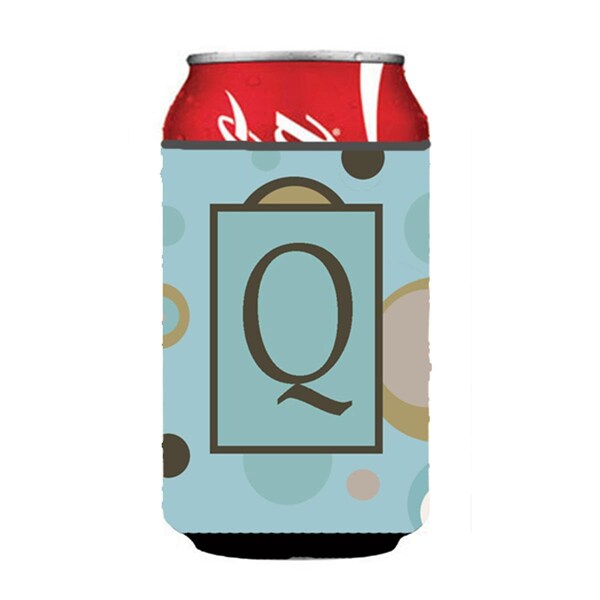 Carolines Treasures Letter Q Initial Monogram - Blue Dots Can or Bottle  Hugger - CJ1013-QCC