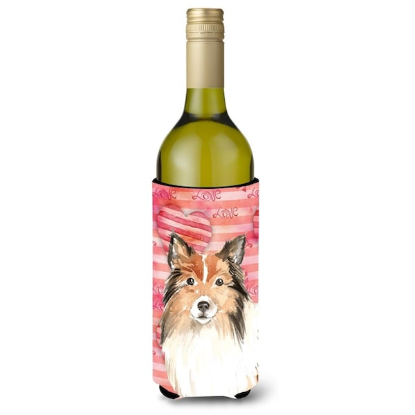 Carolines Treasures Love a Sheltie Wine Bottle Beverge Insulator Hugger - CK1753LITERK
