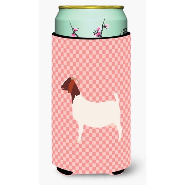 Carolines Treasures Boer Goat Pink Check Tall Boy Beverage Insulator Hugger - BB7886TBC