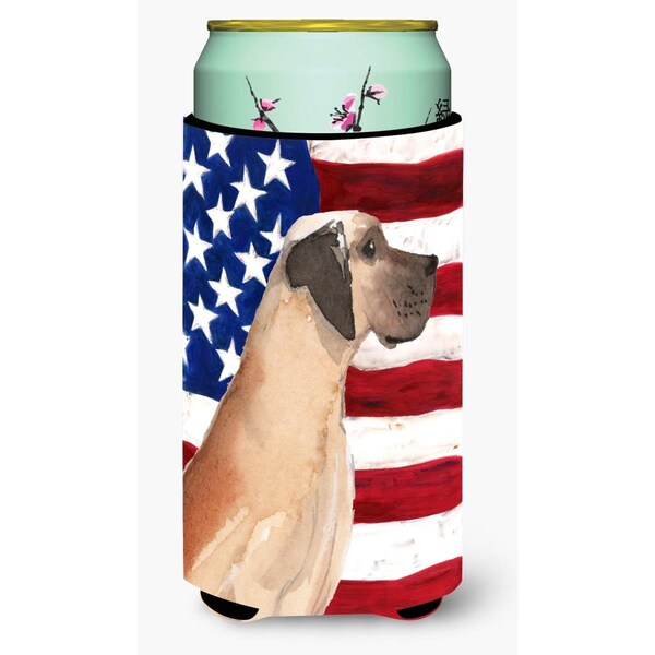 Carolines Treasures Fawn Natural Great Dane Patriotic Tall Boys Beverage Insulator Hugger - BB9384TBC