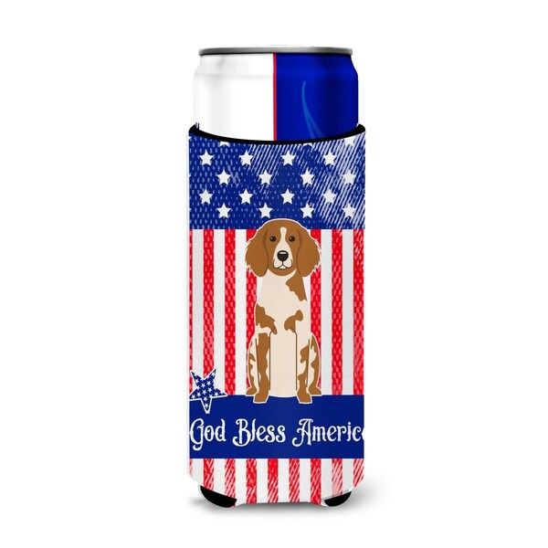 Carolines Treasures Patriotic USA Brittany Spaniel Michelob Ultra Hugger for Slim Cans - BB3067MUK