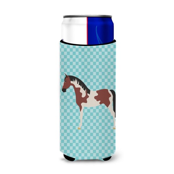 Carolines Treasures Pinto Horse Blue Check Michelob Ultra Hugger for Slim Cans - BB8081MUK