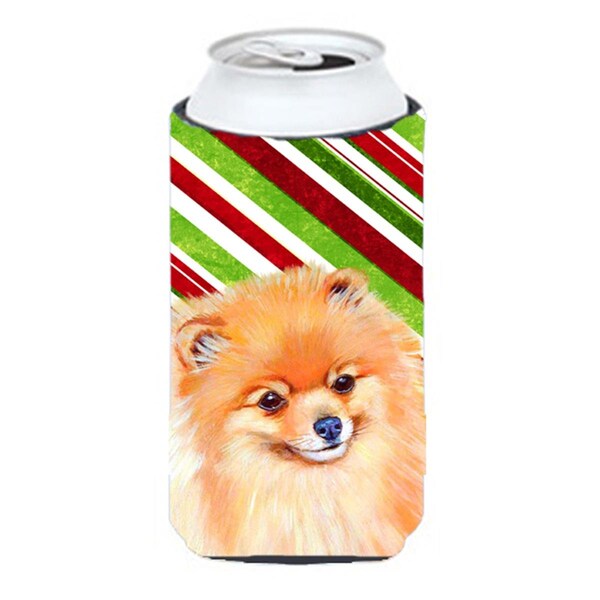 Carolines Treasures Pomeranian Candy Cane Holiday Christmas Tall Boy bottle sleeve Hugger - 22 To 24 oz. - LH9260TBC