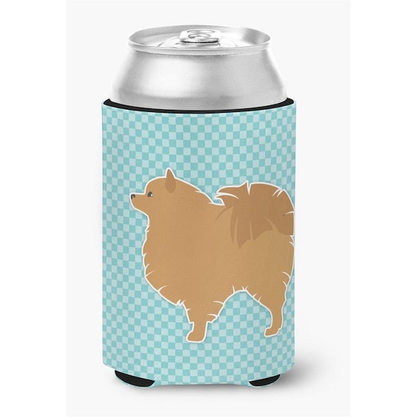 Carolines Treasures Pomeranian Checkerboard Blue Can or Bottle Hugger - BB3742CC
