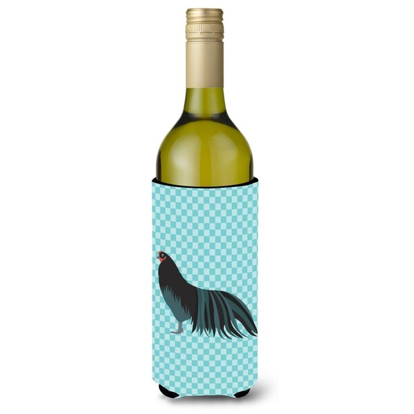 Carolines Treasures Sumatra Chicken Blue Check Wine Bottle Beverge Insulator Hugger - BB8007LITERK