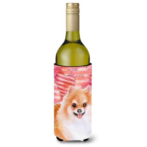 Carolines Treasures Pomeranian No 2 Love Wine Bottle Beverge Insulator Hugger - BB9803LITERK