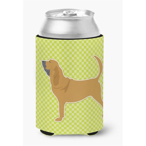 Carolines Treasures Bloodhound Checkerboard Green Can or Bottle Hugger - BB3784CC