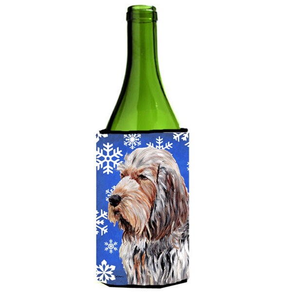 Carolines Treasures Otterhound Winter Snowflakes Wine bottle sleeve Hugger  24 Oz. - SC9780LITERK