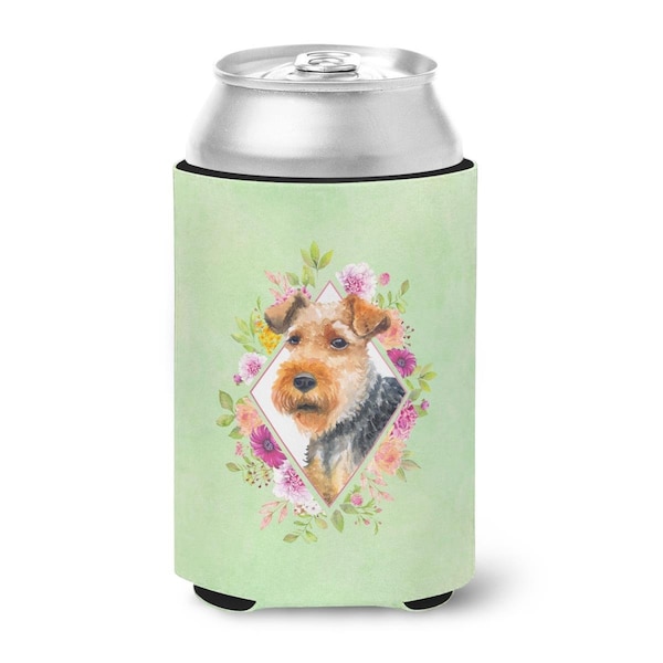 Carolines Treasures Welsh Terrier Green Flowers Can or Bottle Hugger - CK4352CC