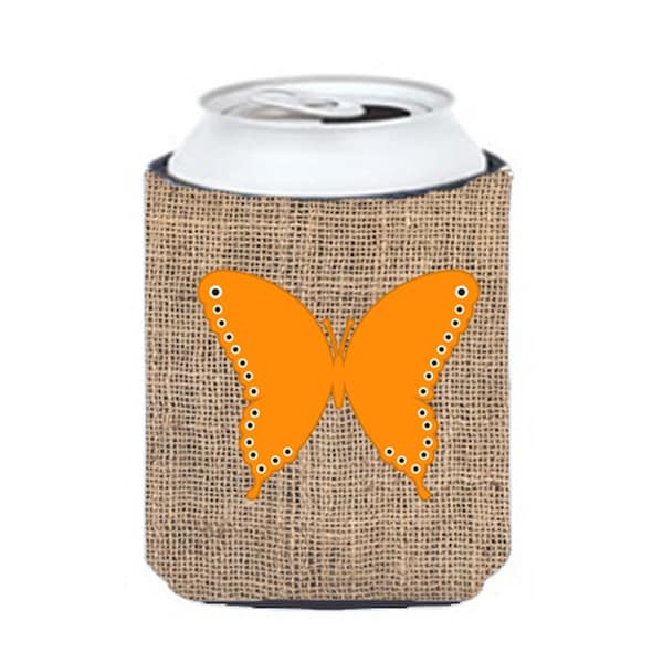 Carolines Treasures Butterfly Burlap and Orange Can or Bottle  Hugger - BB1036-BL-OR-CC