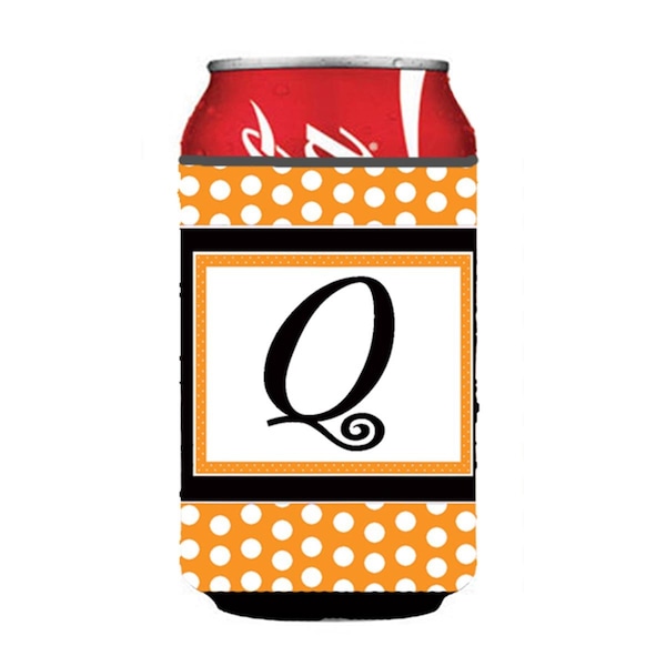Carolines Treasures Letter Q Initial Monogram - Orange Polkadots Can Or Bottle  Hugger - CJ1033-QCC