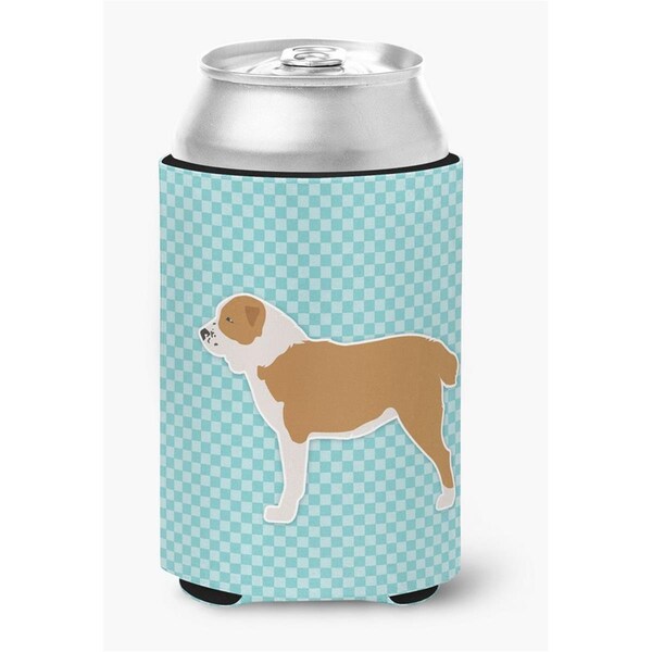 Carolines Treasures Central Asian Shepherd Dog Checkerboard Blue Can or Bottle Hugger - BB3728CC